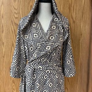 Geometric Patterned Wrap Dress